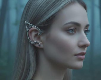 Silver Stainless Steel Elf Ear Cuffs – Fantasy Cosplay Wrap Earring