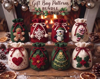 Christmas Bag PDF Crochet Pattern – Festive Crochet Candy Gift Bag, Winter Crochet Ideas, Beginner-Friendly