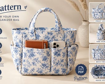 Multi-Pocket Utility Tote Sewing Pattern PDF – Travel Tote Pattern & Handmade Bag Guide, Printable DIY