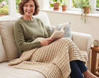Modern Blanket PDF Pattern - Solid Color Crochet, Textured Afghan, Bulky Blanket PDF, Fast Crochet Blanket