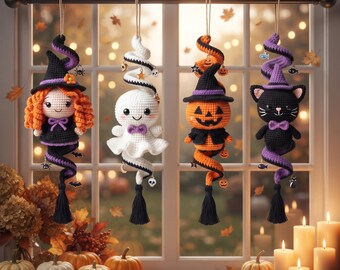 Halloween Crochet Spiral Pattern – Ghost Toy, Black Cat Crochet & Witch Crochet PDF, Spiral Ornament PDF