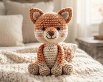 Fox Crochet Pattern PDF – Amigurumi Baby Fox Plush Tutorial, Easy DIY Soft Toy, Instant Download