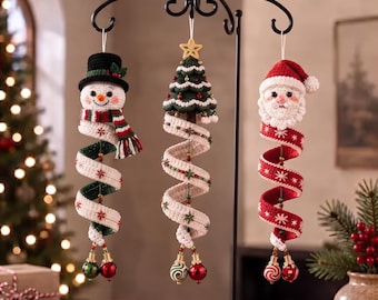Spiral Ornament Crochet Pattern Bundle – Winter DIY, Snowman, Spring Decor (PDF)