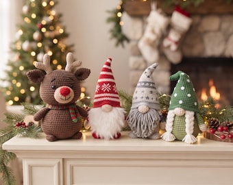 Crochet Christmas Gnome & Reindeer Pattern PDF, Deer Amigurumi, Handmade Gnome Idea, Holiday Decor, Easy Tutorial