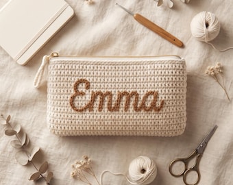 DIY Crochet Pouch Pattern – Personalized Name Pouch, Initial Makeup Bag, Yarn Gift, Multi-Purpose Case