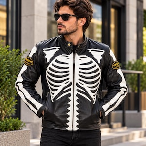 Vanson Skeleton Leather Jacket - Etsy