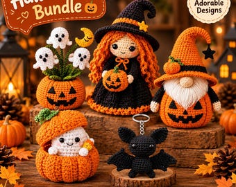 Halloween Amigurumi Crochet Pattern Bundle (5 PDF Designs)