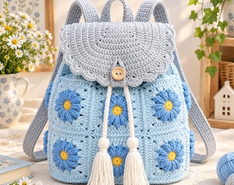 Daisy Granny Square Backpack Pattern