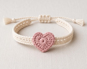 Crochet Heart Bracelet Pattern