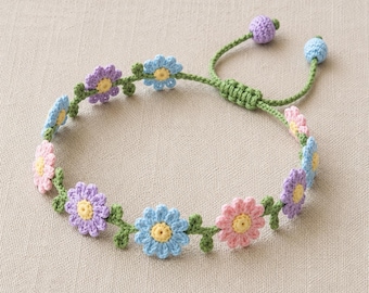 Crochet Flower Bracelet Pattern,