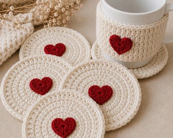 Crochet Heart  and Mug Rug Crochet Pattern