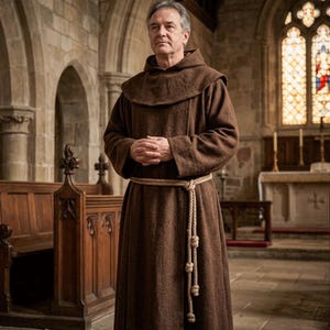 Franciscan Monk Habit Brown Hooded Robe Rope Cincture Scapular Friar Cassock Monastic Religious Medieval Cosplay LARP Costume