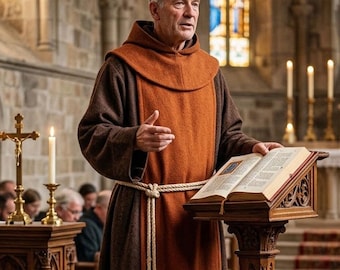 Hooded Monk Robe, Brown Franciscan Friar Habit Rope Belt, Medieval Costume Renaissance Faire LARP, Cosplay Halloween Nativity