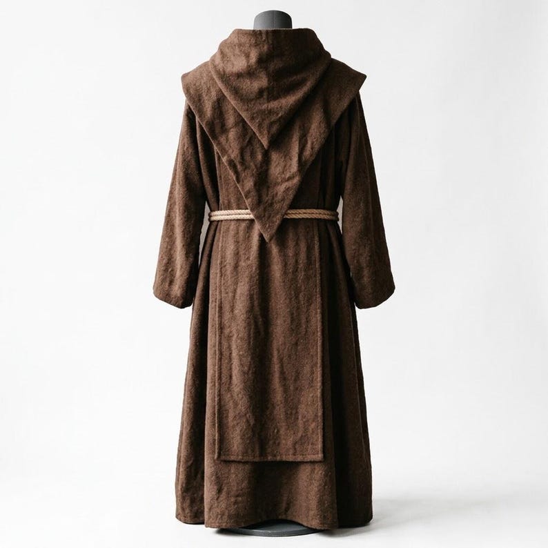 Franciscan Monk Habit Brown Hooded Robe Rope Cincture Scapular Friar Cassock Monastic Religious Medieval Cosplay LARP Costume
