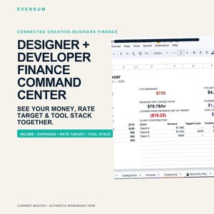 Hoja de cálculo financiera para diseñadores y desarrolladores / Hojas de cálculo de Google: Ingresos, gastos, tasas y seguimiento de herramientas