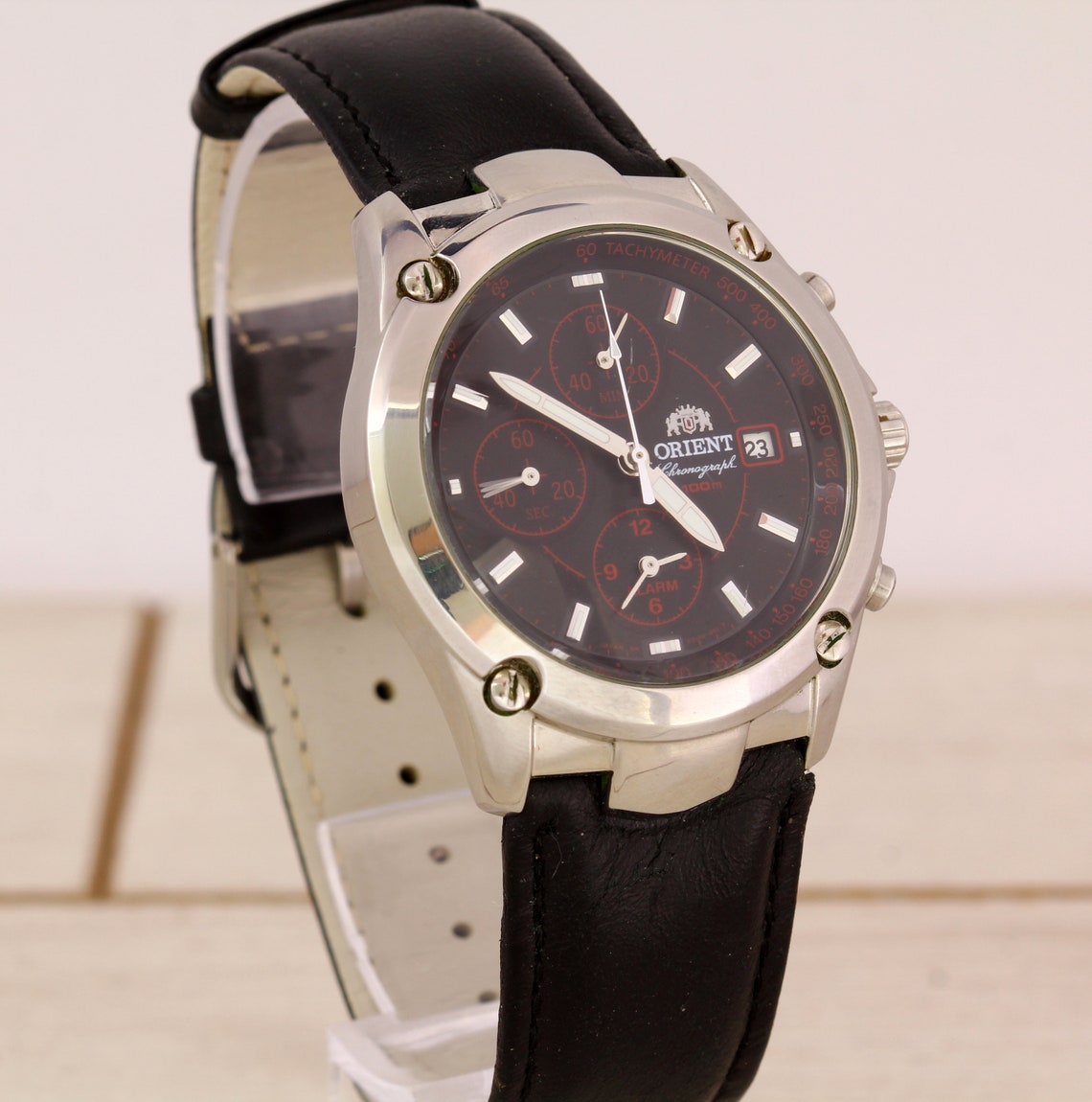 Orient quartz water resist men's chronograph wristwatch Etsy