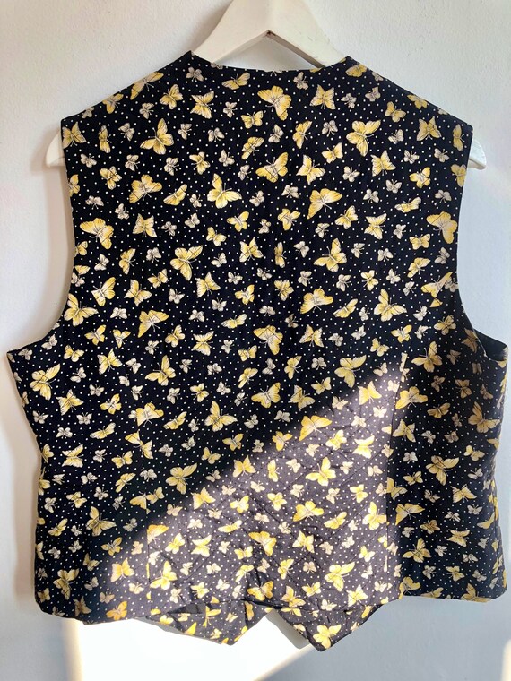 Vintage 90’s butterflies print silk vest, hipster… - image 4