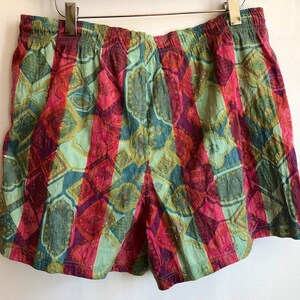 Vintage 90’s FILA men’s swim shorts, hipster print Fila shorts, swim suit print shorts, striped print hipster men’s shorts, summer shorts image 3