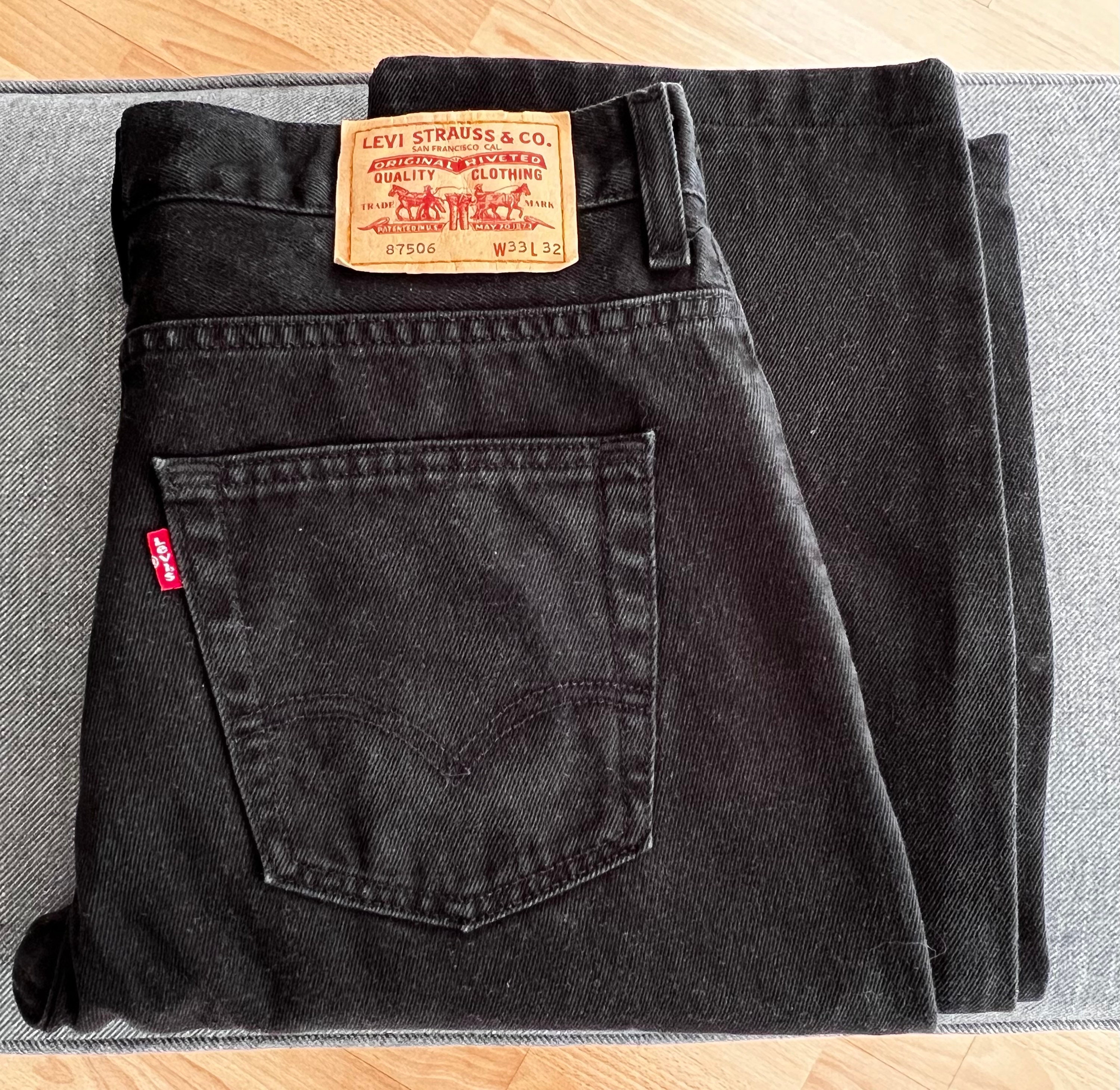 Vintage 90s Levis 87 506 Black Jeans, Hipster Black Denim, W33