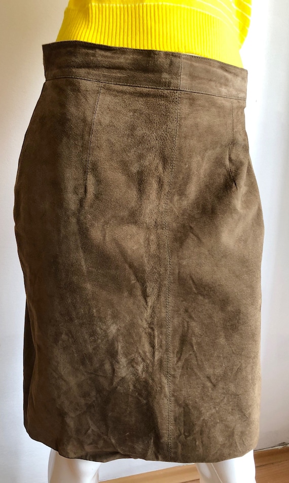 Vintage 80’s velour skirt, genuine leather velour 