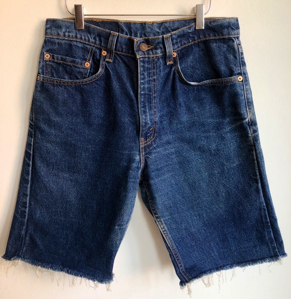 Vintage 90s 505 Levis Jeans Shorts Dark Blue Levis Cut off Jeans