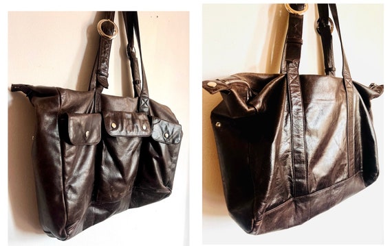Vintage Latico dark brown leather bag, baby bags … - image 3