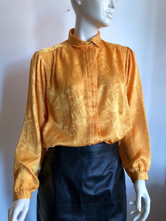 Vintage 80’s yellow secretary blouse, long sleeves