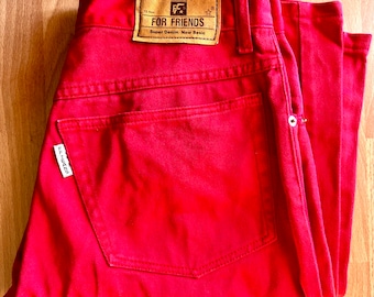 Vintage 80’s red MOM jeans, hipster fade out red jeans, high waisted denim, colourful denim pants