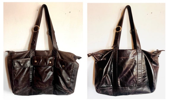 Vintage Latico dark brown leather bag, baby bags … - image 2