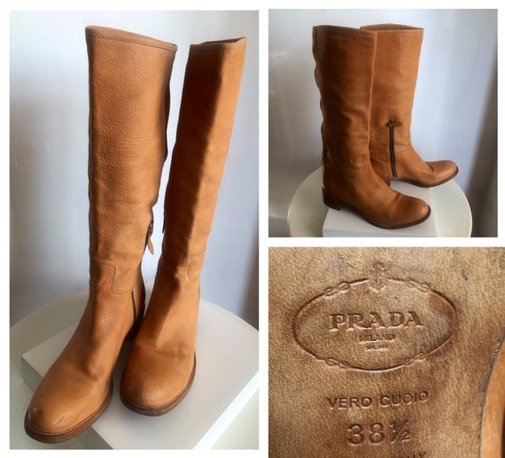 Vintage 90’s PRADA leather boots, designer leather
