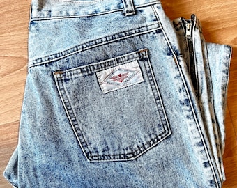 Jean taille haute délavé à l'acide vintage des années 80, jean MOM, pantalon en denim taille haute, jean taille haute délavé à l'acide, jean léger délavé à l'acide