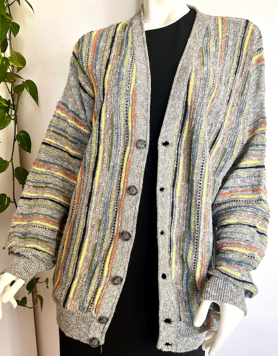 Vintage 90s Unisex Hipster Cardigan Knitted Cardigan Geometric Shapes Boho Oversized Cardigan Unisex Oversized Knitted Cardigan Etsy