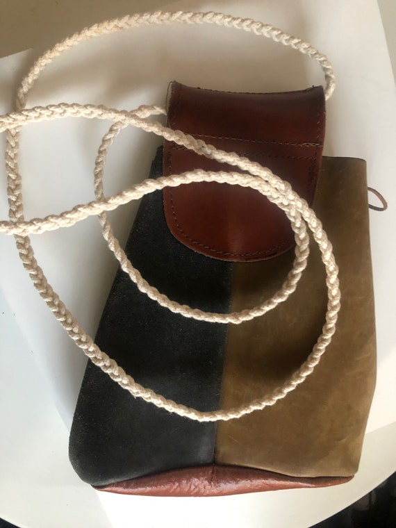 vintage 1980s woven leather bag Walter Katten 80s brown cross- body purse