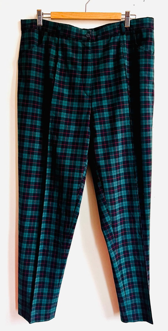Vintage 90’s gingham unisex pants, blue green red… - image 3
