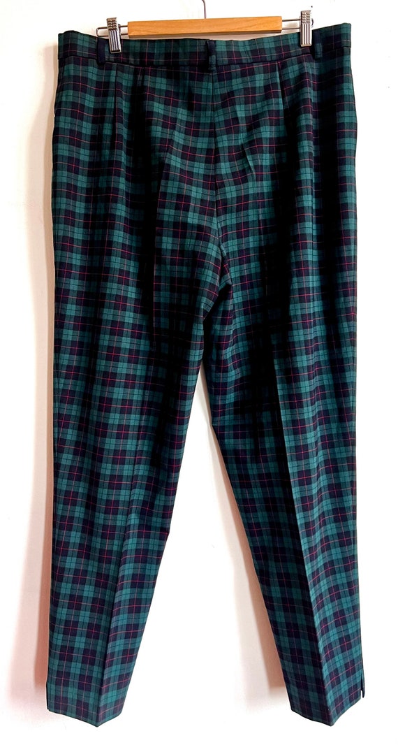 Vintage 90’s gingham unisex pants, blue green red… - image 4