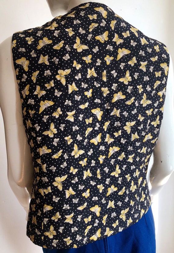 Vintage 90’s butterflies print silk vest, hipster… - image 5