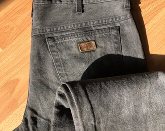 Vintage 80’s Wrangler grey jeans, hipster style denim, dark grey colour jeans, high waisted jeans, unisex denim