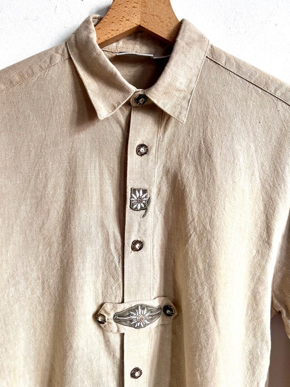 Vintage 90’s dirndl Trachten linen shirt, edelwei… - image 1