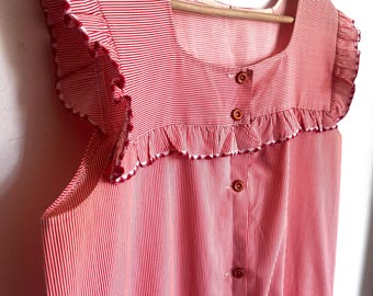 Vintage 80’s striped dress, hipster summer dress, home dress from the 80’s , button up dress