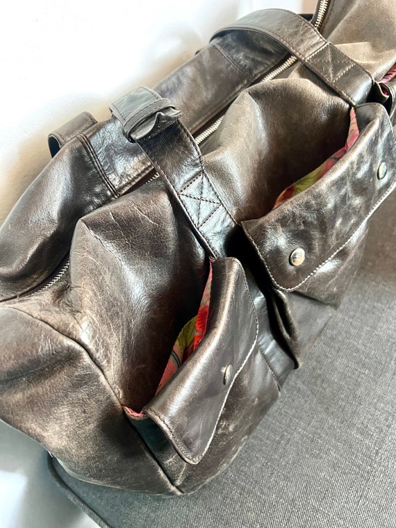 Vintage Latico dark brown leather bag, baby bags … - image 4