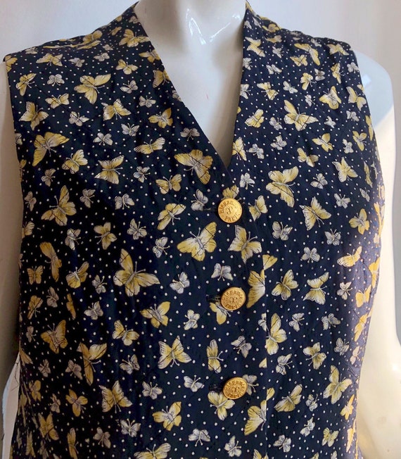 Vintage 90’s butterflies print silk vest, hipster… - image 6