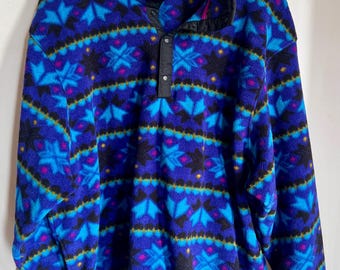 Vintage 90’s L.L.Bean fleece top, sports winter fleece pullover, hipster cardigan, winter fleece cardigan