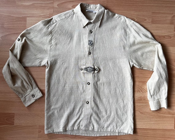 Vintage 90’s dirndl Trachten linen shirt, edelwei… - image 4