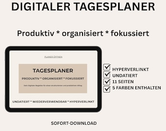 Digital daily planner (German): Undated, hyperlinked, 5 colors