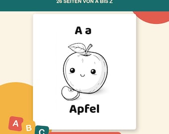 ABC Coloring Pages for Kids PDF | 26 Letters A–Z | Alphabet Learning Game for Preschool | Printable Coloring Book | Instant Download