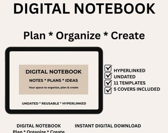 Digital Notebook: Hyperlinked Undated Planner with 11 Templates