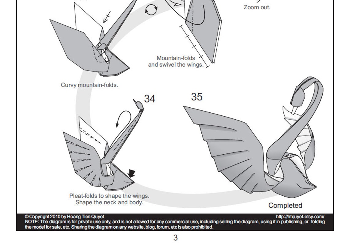 Instruction Origami Dancing Swan PDF Vector Diagrammed Etsy