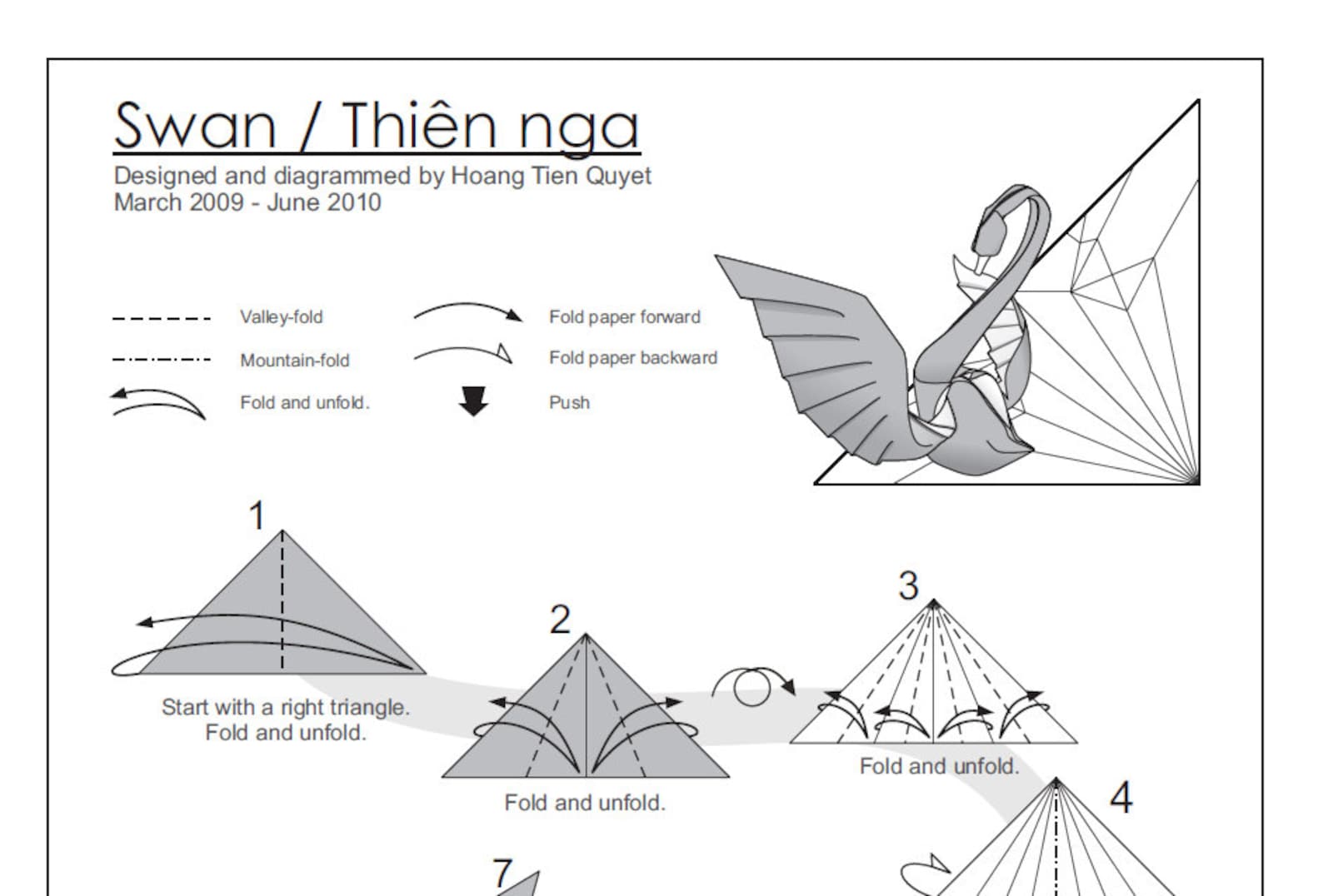 Instruction Origami Dancing Swan PDF Vector Diagrammed Etsy