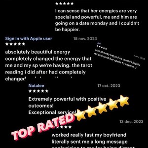 May include: A black digital display featuring multiple five-star customer reviews with text testimonials. The reviews include names like Guad, Axel Herrera-Carias, and Natalee, alongside dates and a prominent red banner with the text TOP RATED.