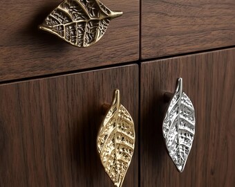 Textured Leaf Cabinet Knob, Zinc Alloy Furniture Hardware (Single Hole)